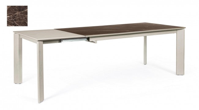 Table extensible Briva en marron brillant-gris tourterelle