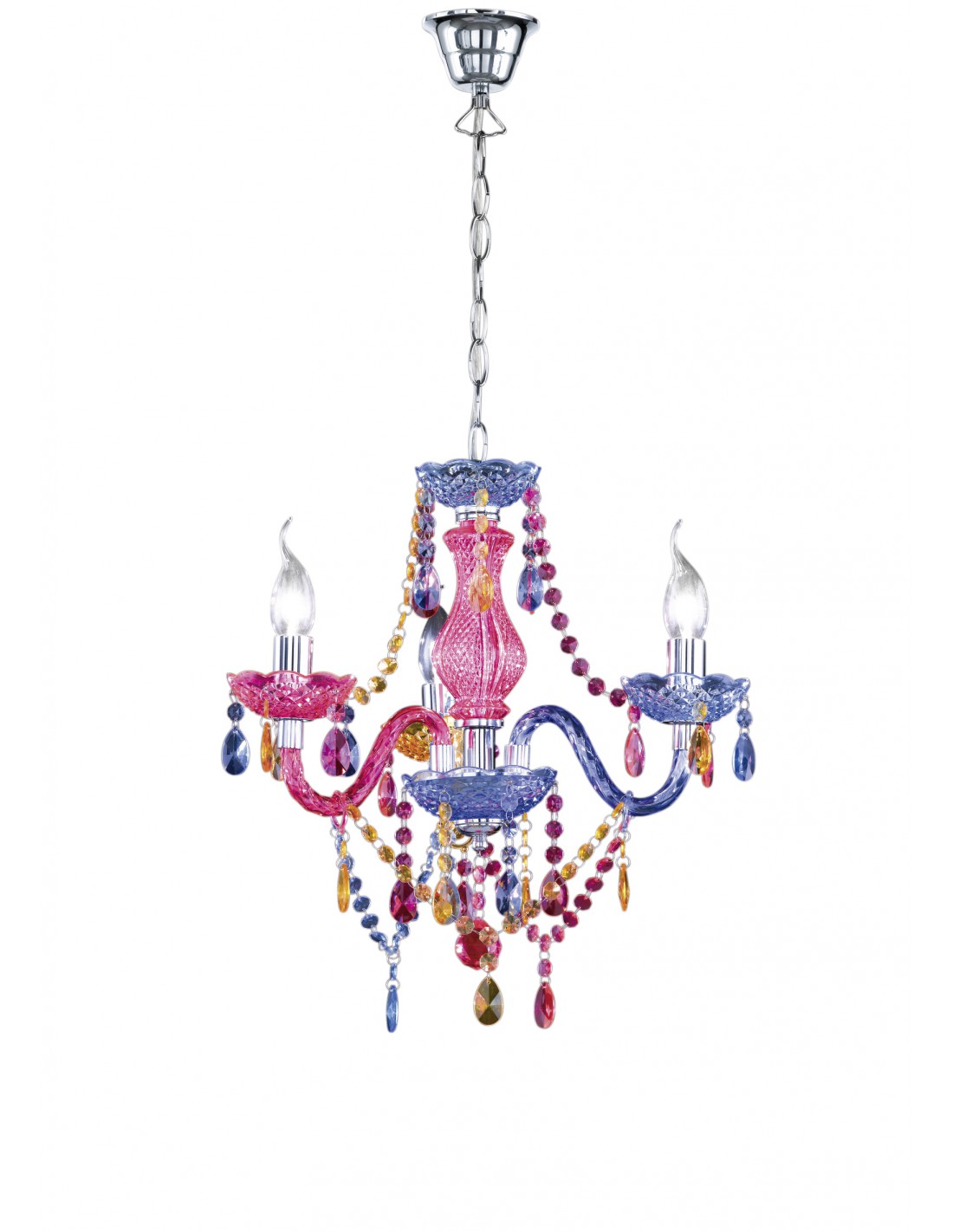 Lustre 3 Bras Lüster Multicolore Pendentifs Décoratifs Trio Éclairage
