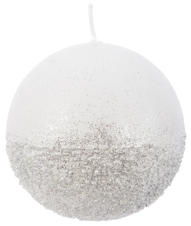 Elegante Candela con Glitter Bianco, 8 cm di Altezza