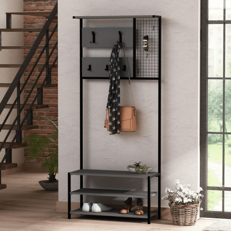 Etagère d'entrée Nomad en métal anthracite