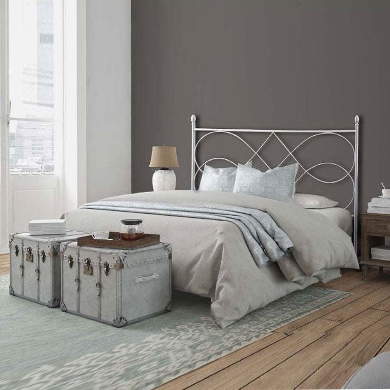 Lit double en fer avec cadre de lit en fer SOSPIRO Blanc 166x203x h128 cm