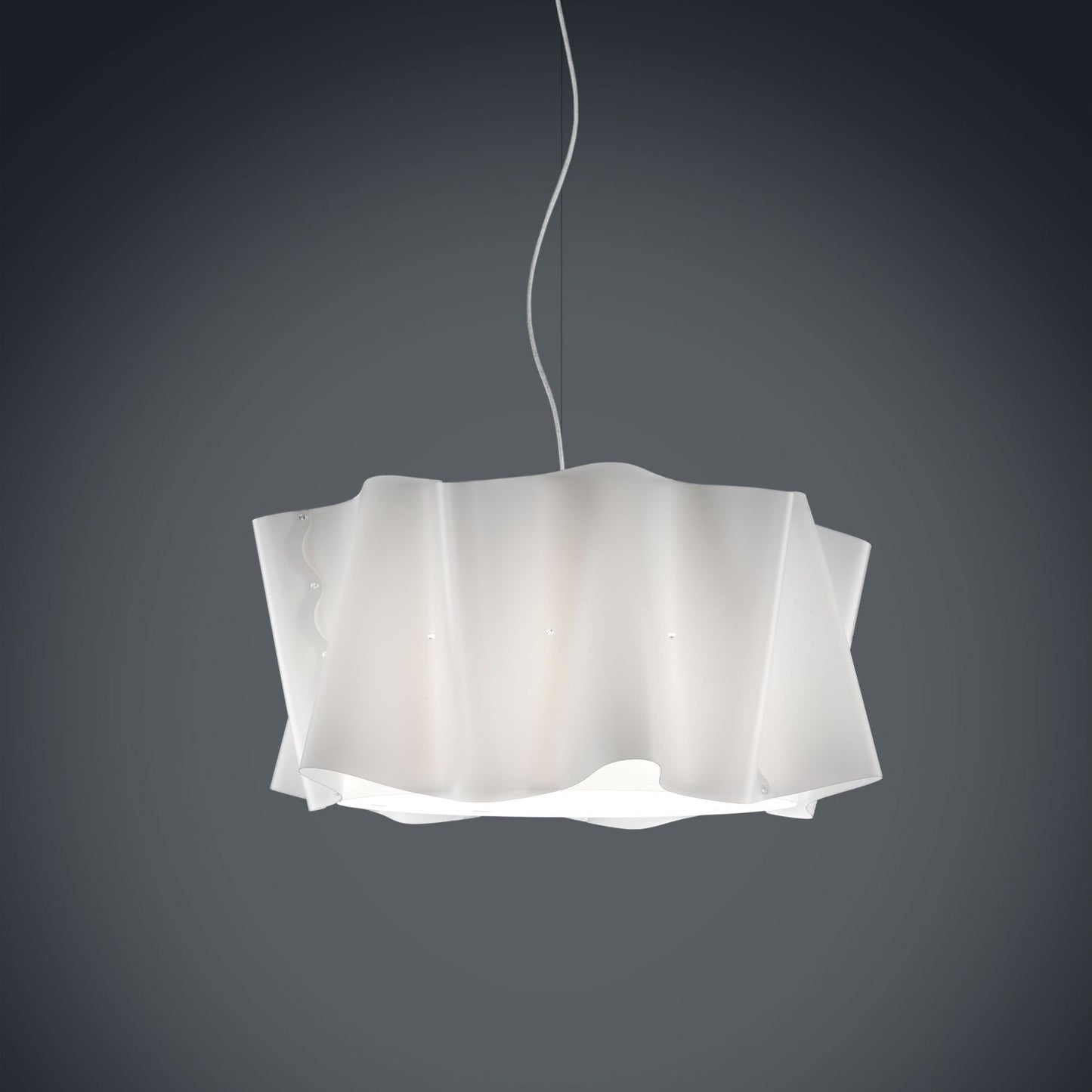 Suspension blanche en métal chromé Cm. 50 x 27h