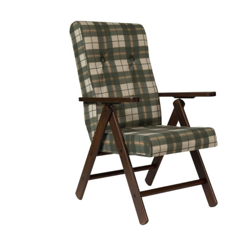 Fauteuil réglable Roma en tissu à carreaux vert