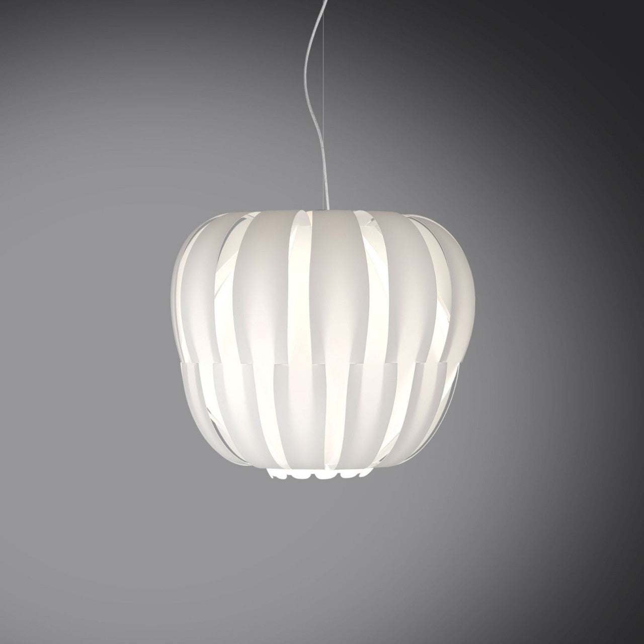 Suspension blanche en métal chromé Cm. 42x32h