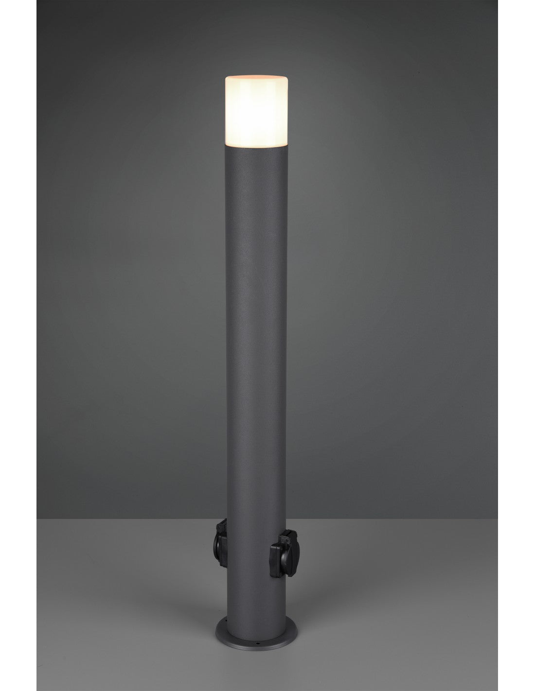 Hoosic 1xE27 Poteau Extérieur avec 2 Prises Schuko Anthracite H80 cm IP44 Trio Eclairage