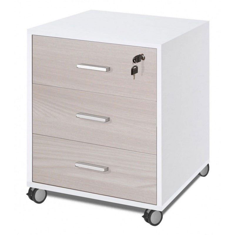 Commode de bureau à trois tiroirs à roulettes Blanc Olmo 50x41x h70 cm