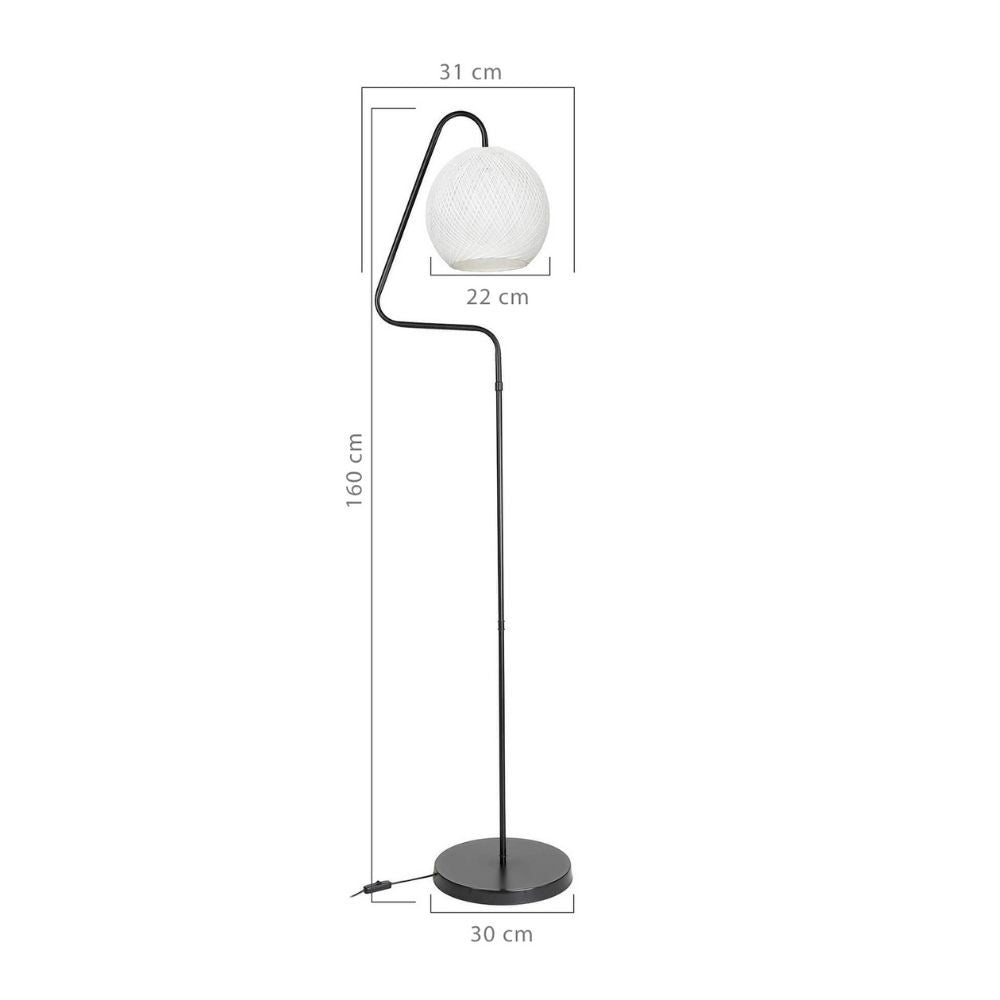 Lampadaire Yumak MDL4256 gris avec abat-jour en tissu blanc