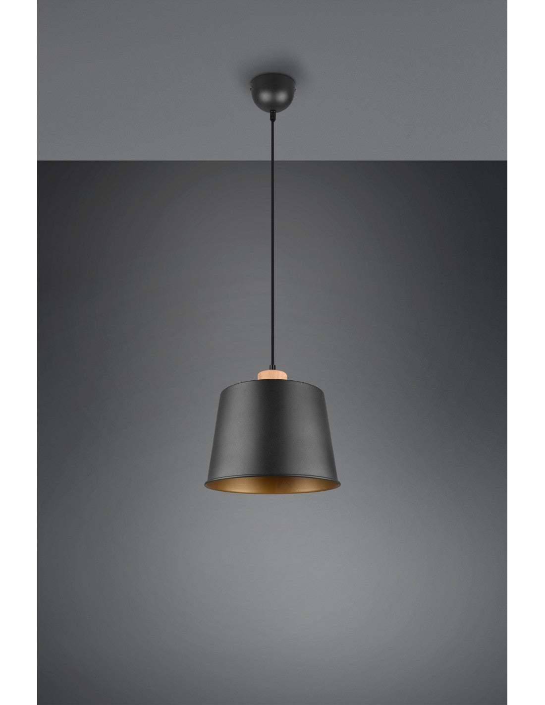 Abat-jour suspendu simple, noir et or Harris Trio Lighting