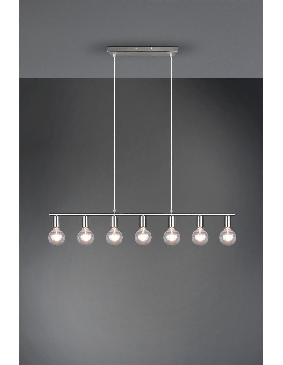 Suspension 7xE27 Vannes Nickel L110 cm Trio Lighting