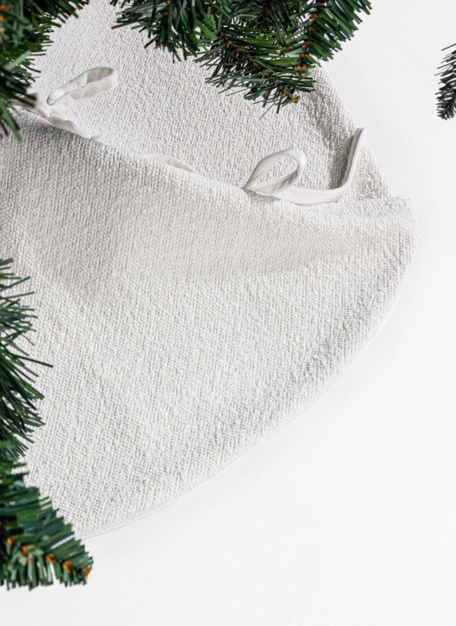 4x Cache-pieds pour arbre en peluche blanc D90