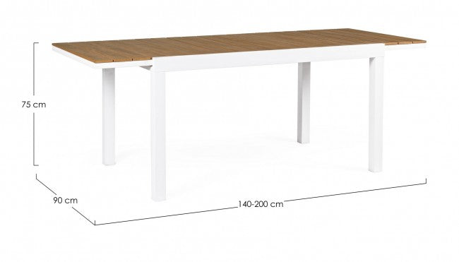 Table extensible 140-200x90 blanche en aluminium
