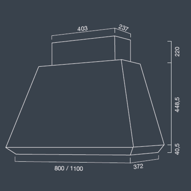Hotte aspirante DIAMANTE en inox bruni 110 cm
