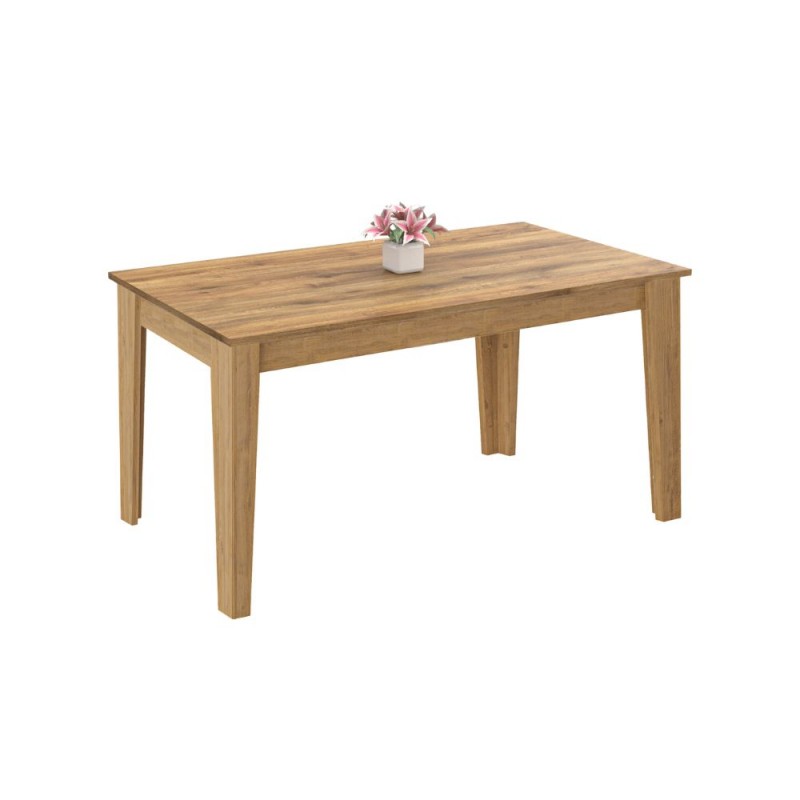 Table rectangulaire Ostin avec plateau en chêne et pieds blancs