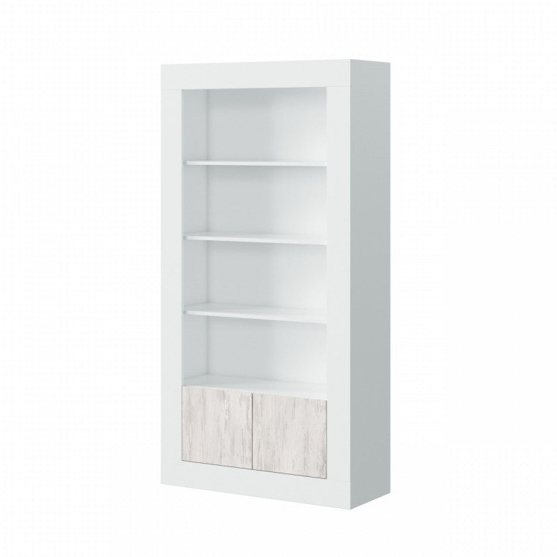 Bibliothèque de salon blanche moderne avec portes 94 x 35 x 181 h cm
