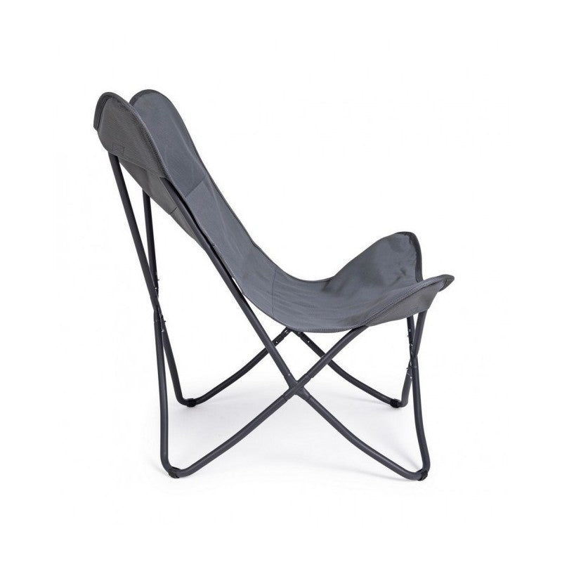 Fauteuil papillon de camping Gabicce gris 77,5x81x89h cm
