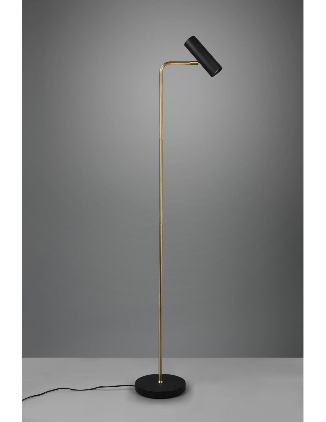 Lampadaire Marley Laiton Et Spot Noir H151 Trio Lighting