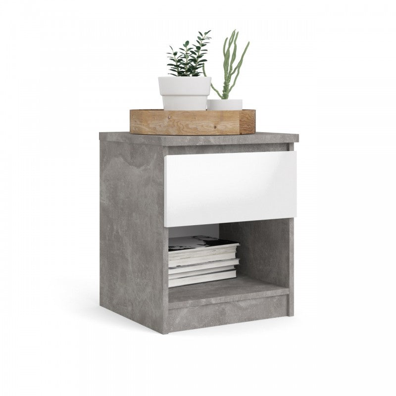 Table de chevet avec tiroir de chambre blanc gris 40,40 x 40 x 49,5 h cm