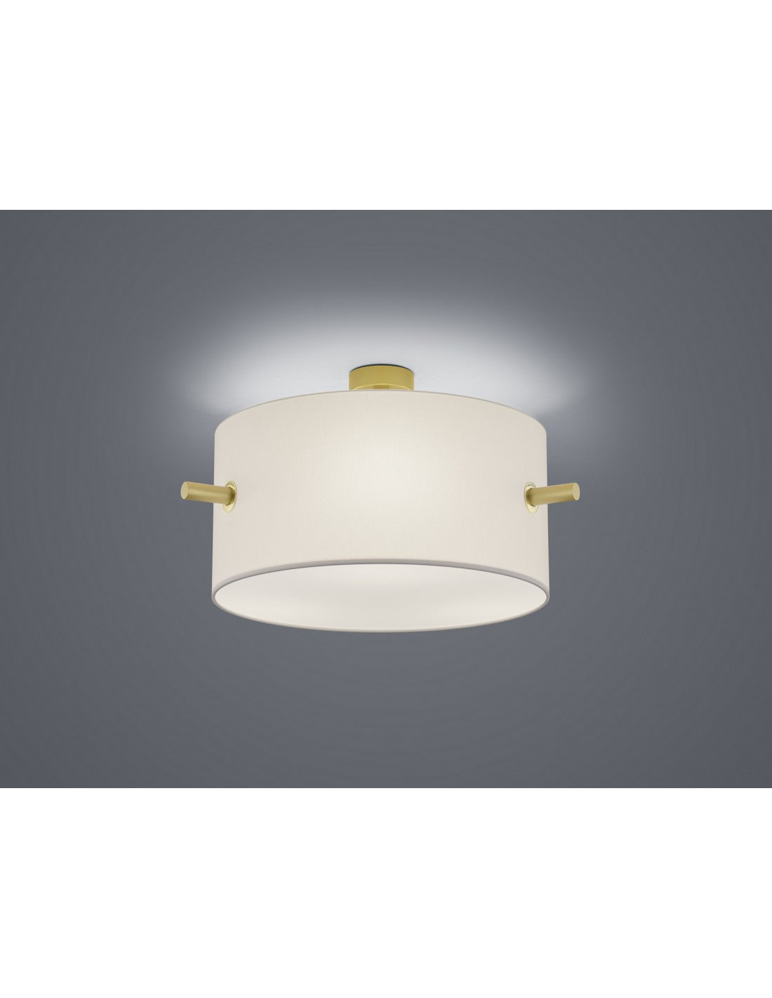 Plafonnier avec abat-jour rond en tissu blanc Camden Trio Lighting