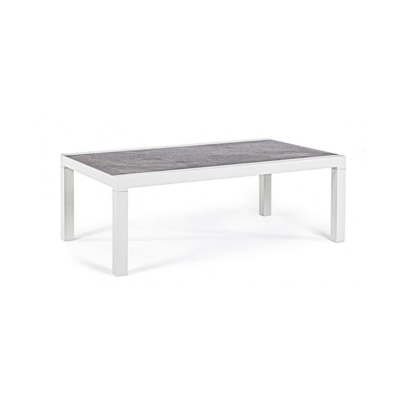 KLEDI LUNAR Table basse d'extérieur en aluminium blanc 120x70x h43 cm