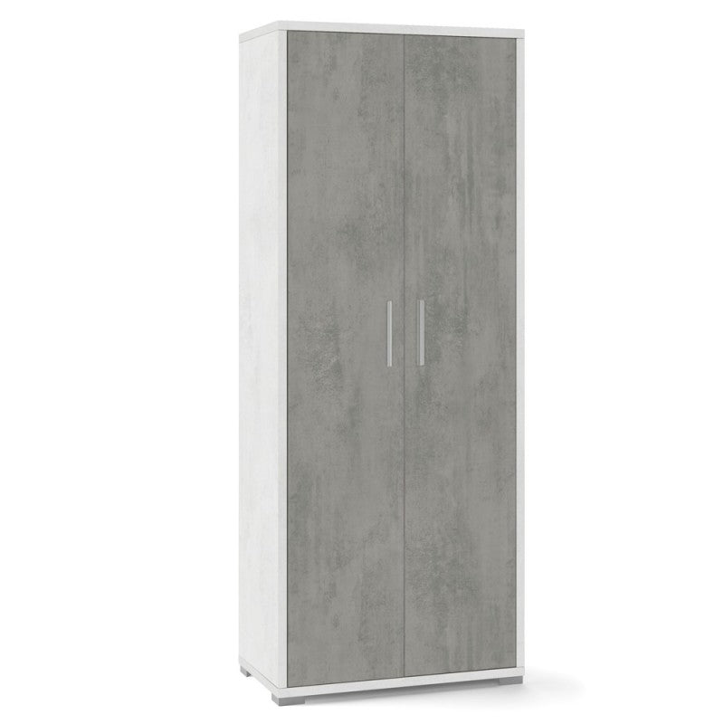 Armoire polyvalente à deux portes en Ciment Blanc 71x41x h182 cm