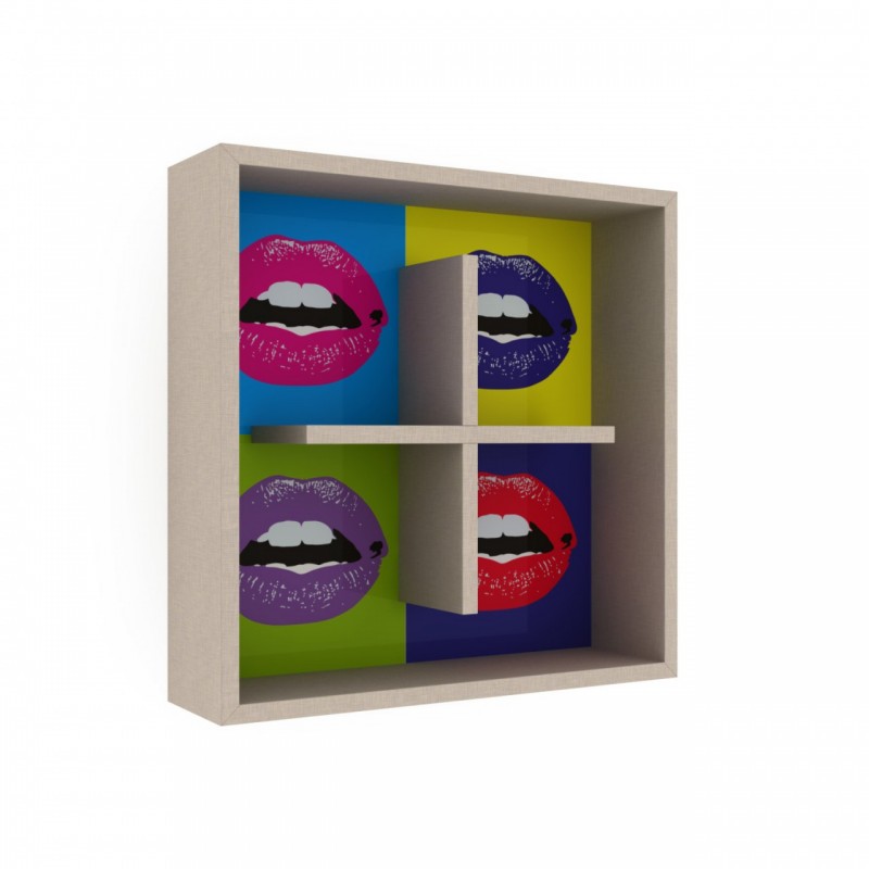 Cubo a parete decorativo mensola bacheca bocca cm 60