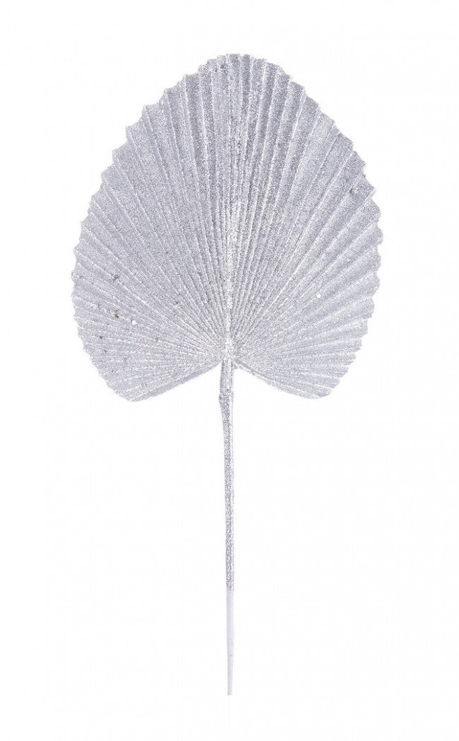 12x Feuille d'Éventail Argentée H52cm