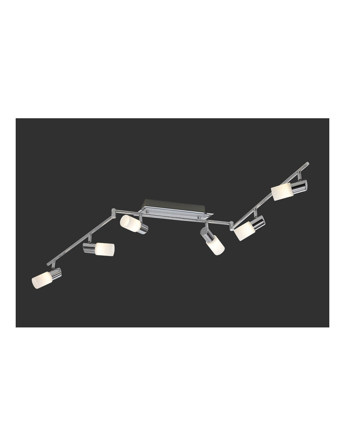 Spot Clapton 6 Spot LED Chrome et Verre Blanc L150 cm Trio Lighting