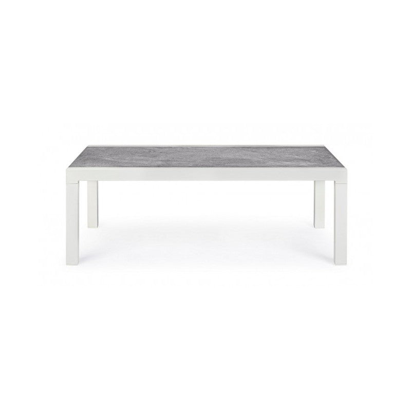 KLEDI LUNAR Table basse d'extérieur en aluminium blanc 120x70x h43 cm