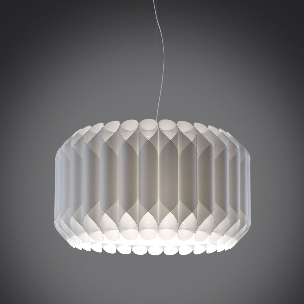 Suspension blanche en métal chromé Cm. 50 x 31h