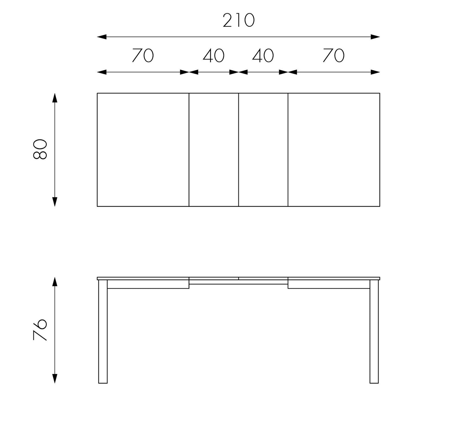 Table extensible en mélamine blanc 130/210x80x76h cm