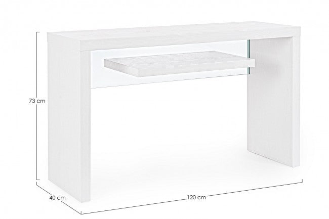 Console Bois Ligne 2P Blanc 120X40