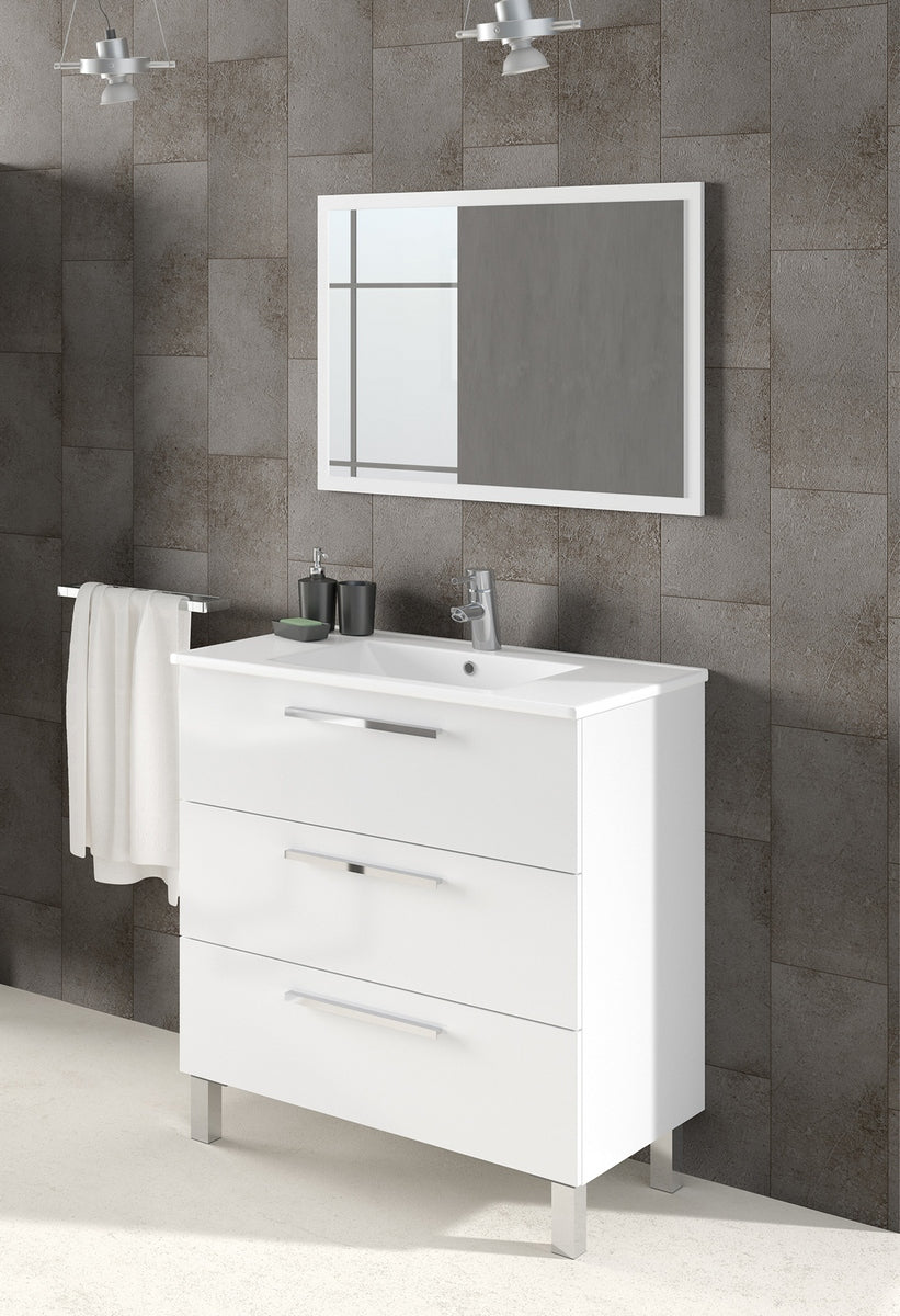 Meuble de salle de bain avec 3 tiroirs - 86x80x45 cm - Chêne d'Alaska