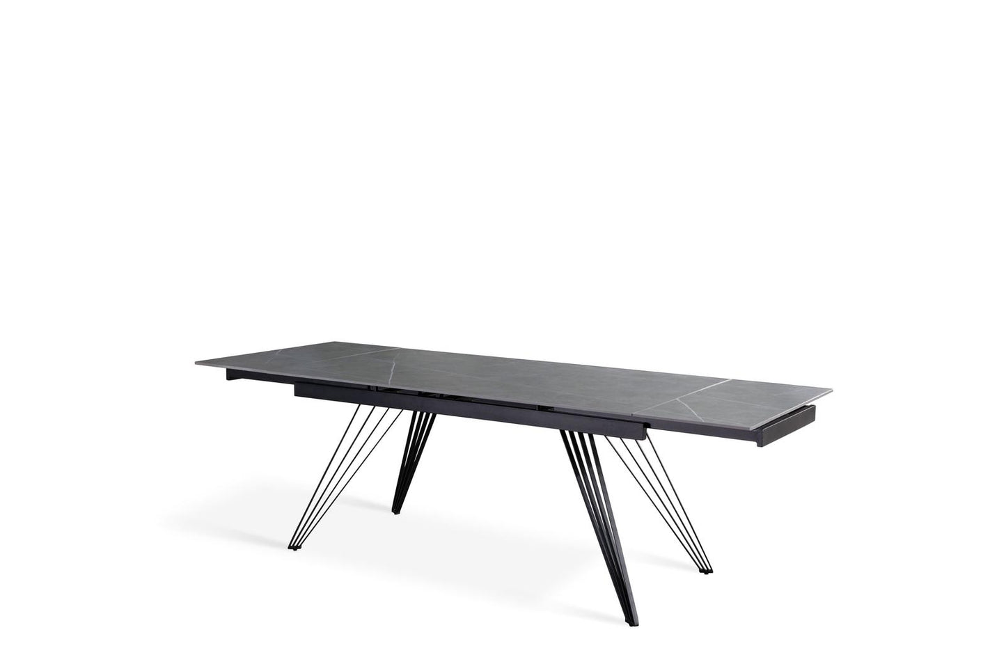 Table extensible gris-noir mat 90 cm x 160-240 cm cm H. 76 cm