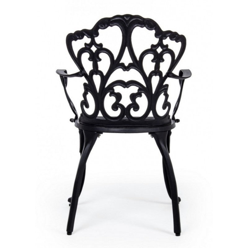 Chaise baroque extérieure en aluminium anthracite 57,5x 58 x 87,5h cm