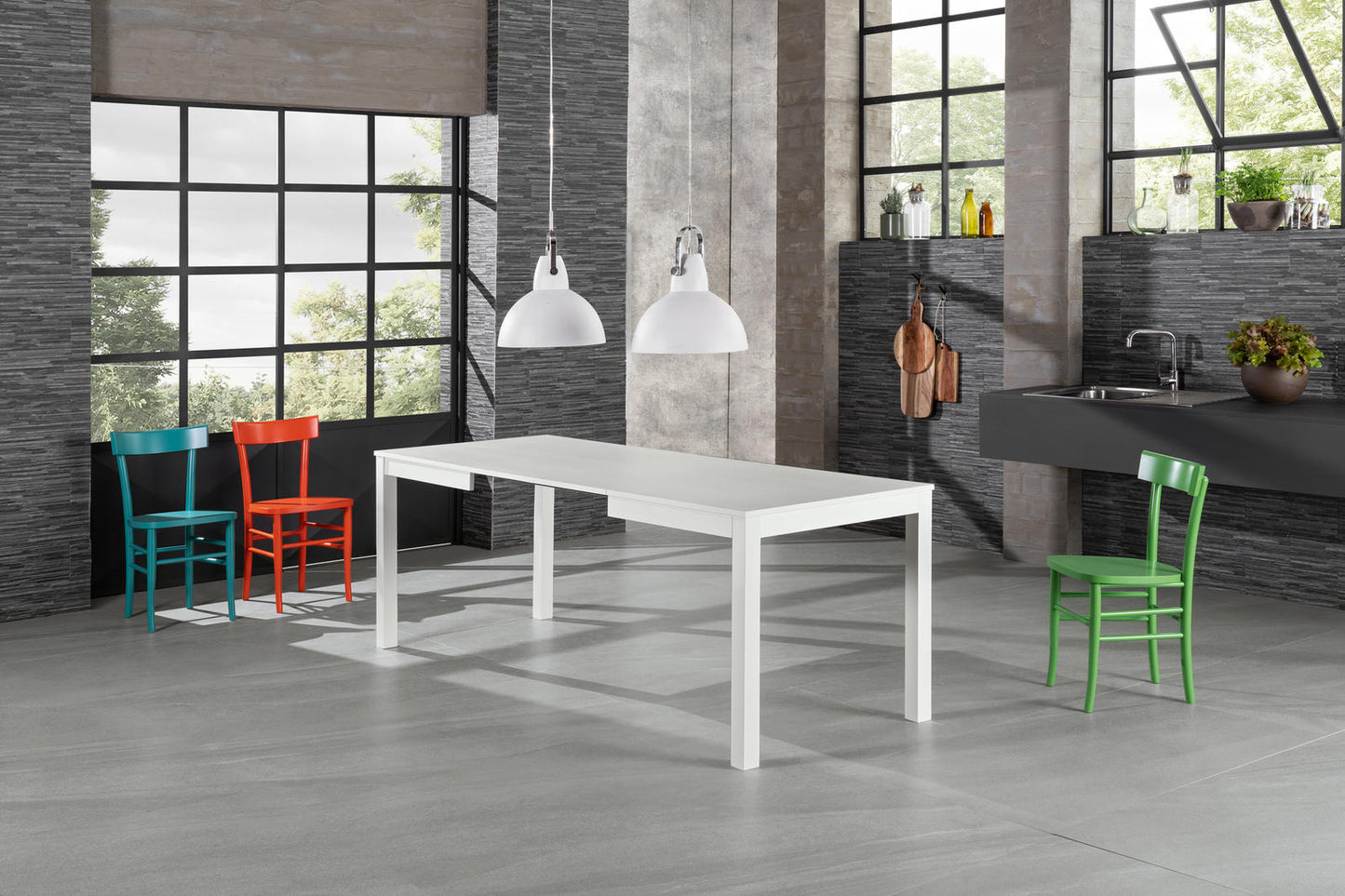 Table extensible en mélamine blanc 130/210x80x76h cm