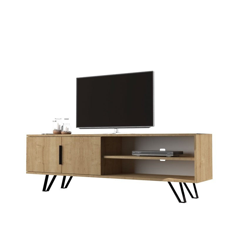 Mobile porta tv rovere con particolari in ghisa 160x35xh.49 cm