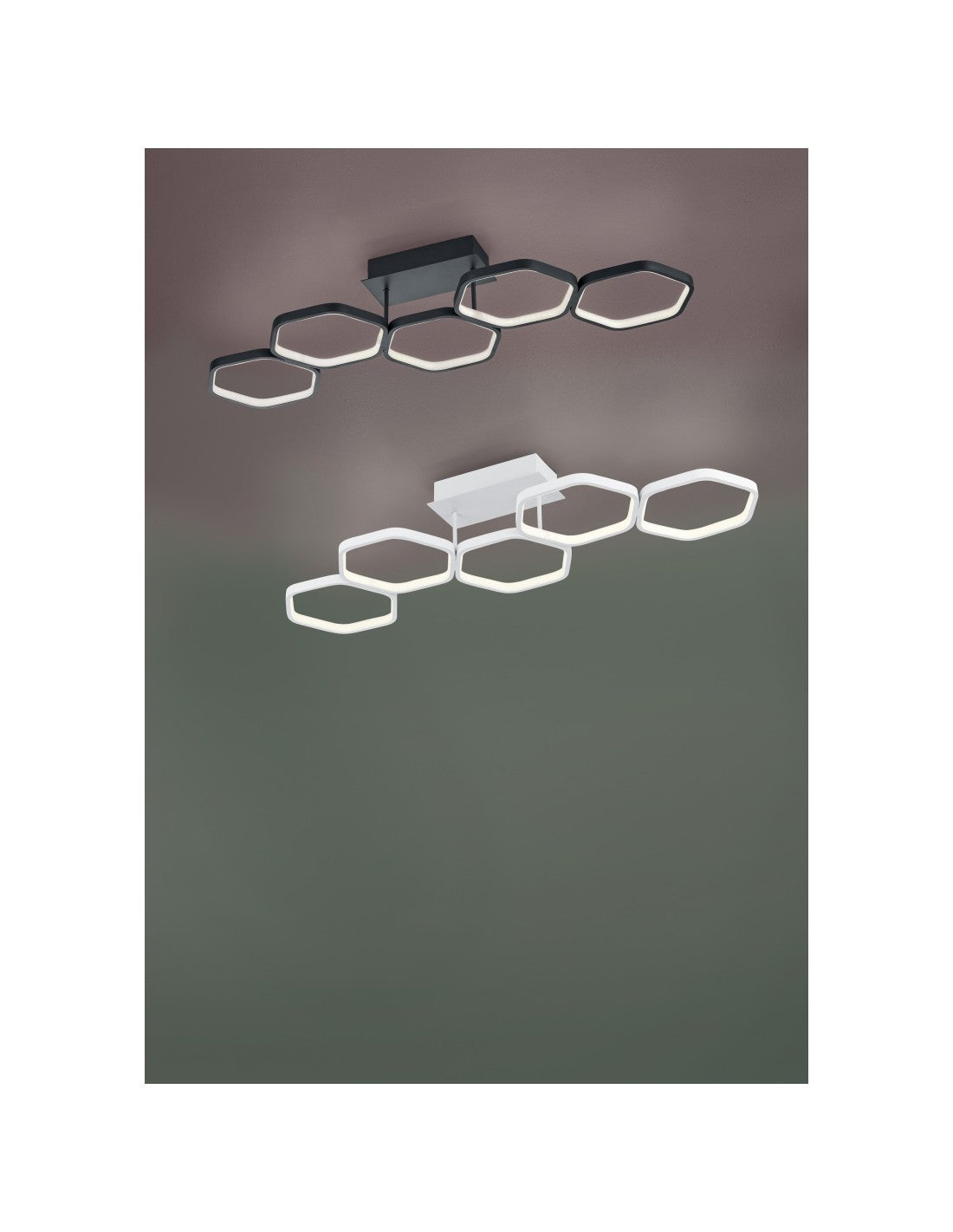 Plafonnier LED dimmable Vigo 5 Hexagones L90 cm Blanc Trio Lighting