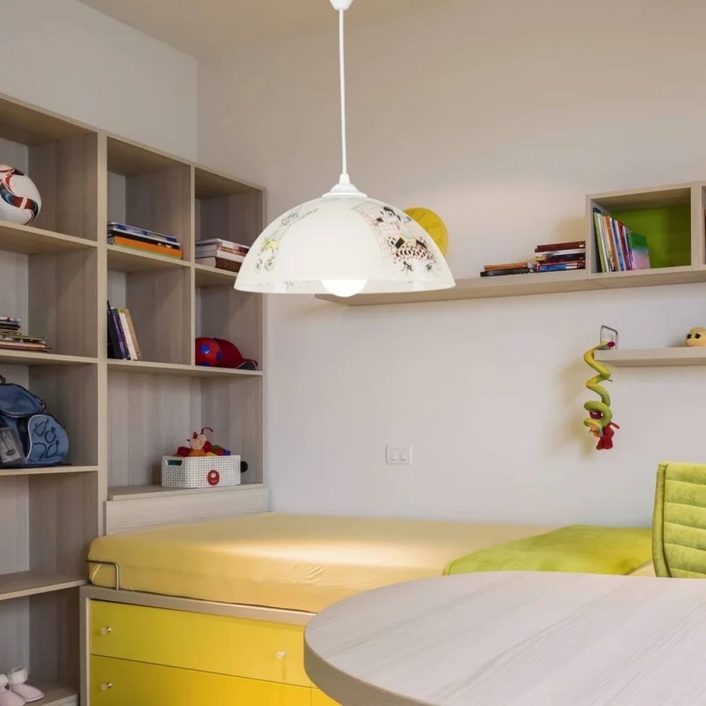 Lampada per cameretta Mufi MDL4164 vetro bianco con disegni EFFEZ