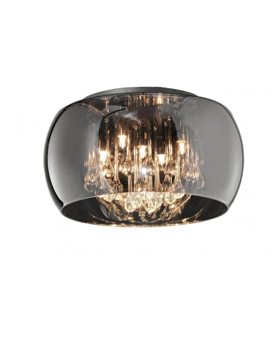 Plafonnier Steam en Verre Chrome et Pampilles Ø40 cm Trio Lighting