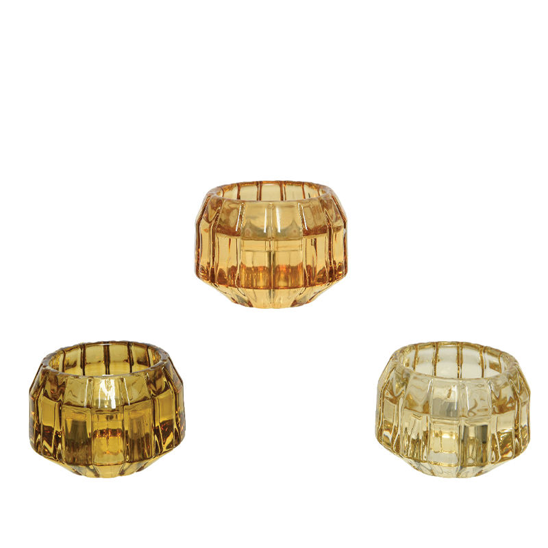 Bougeoir en verre poli assorti H 4 cm