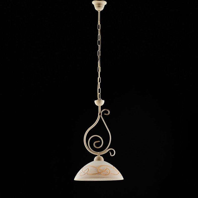 Lustre en fer Décape ivoire finition Gold, une lumière 30x h51 cm