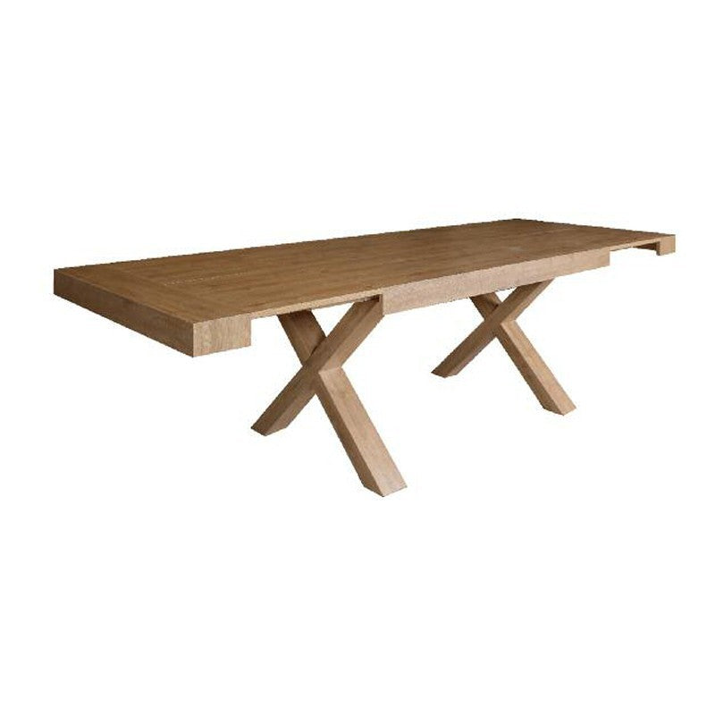Table avec plateau rabattable en orme 2 rallonges latérales 180-280x100xh.75 cm
