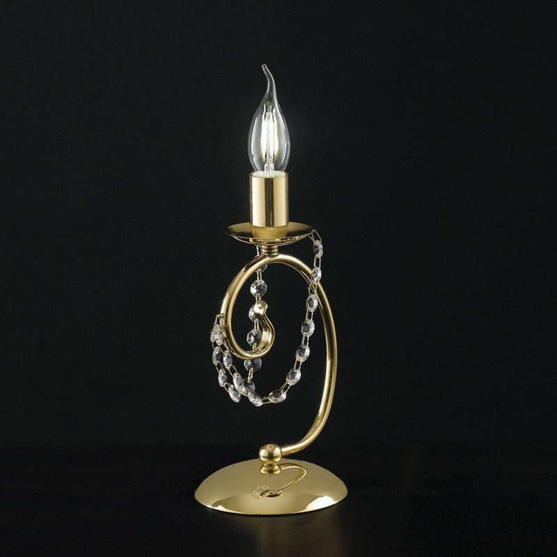 Lampe de chevet en fer doré avec strass 27 cm h