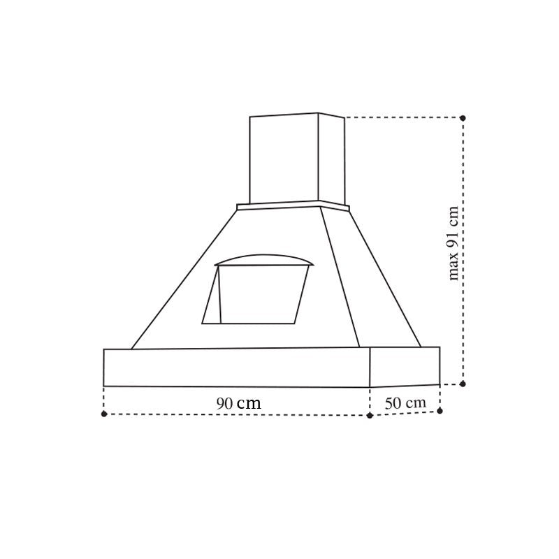 Hotte de cuisine rustique blanche EPOQUE avec cadre en bois incrusté couleur tabac 90 cm