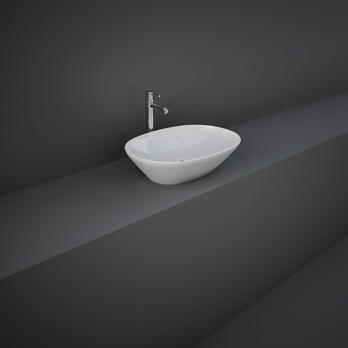 Vasque à poser ovale sans trou - 50x36 cm, blanc