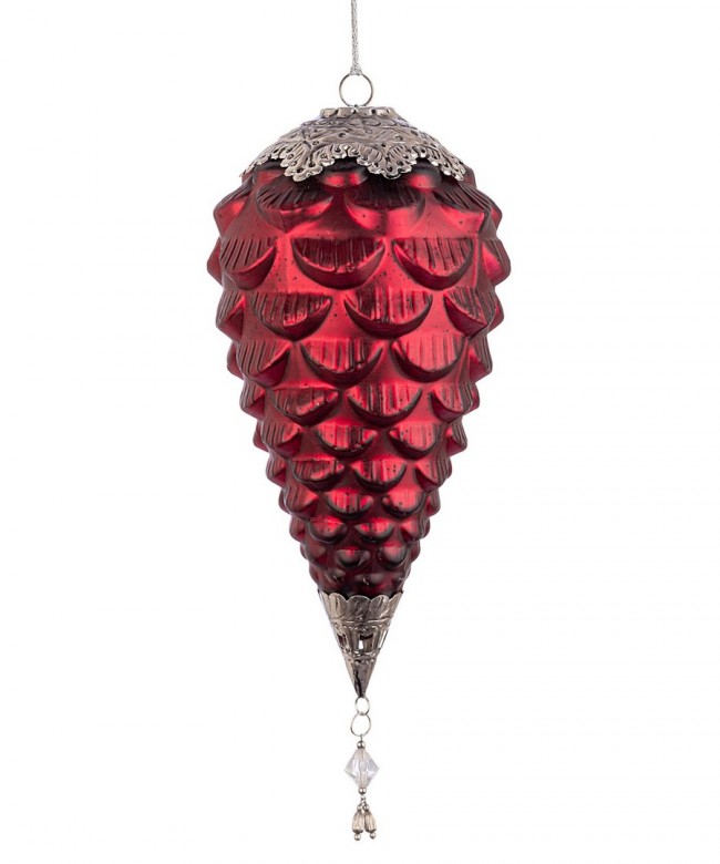 4x Vt Fascinate Pendentif Pomme de Pin Rouge D140