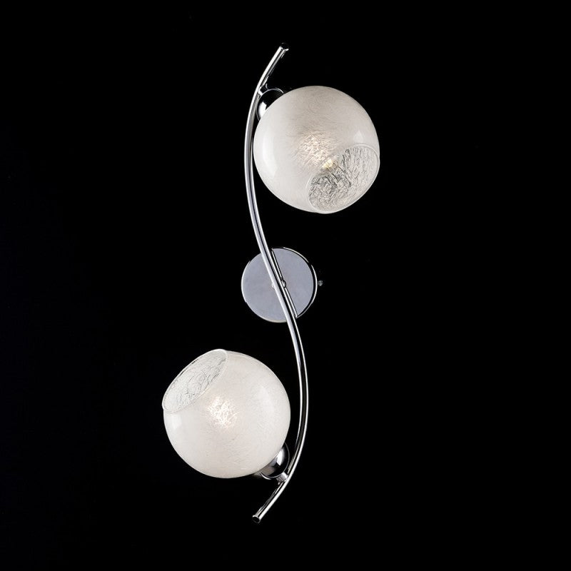 Plafonnier en fer chromé poli avec verre blanc 2 lumières 45x25xh.21 cm