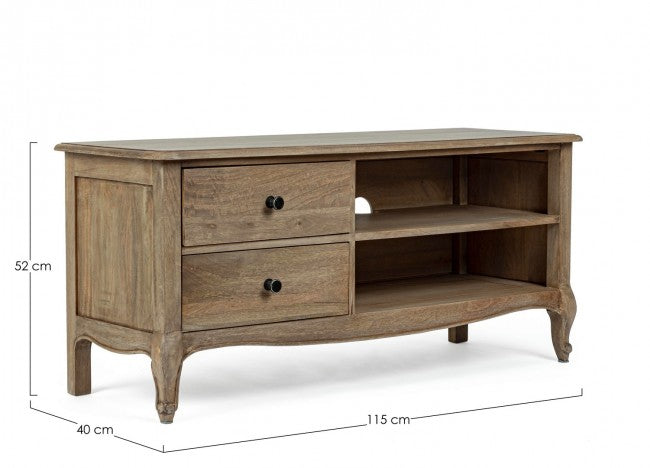 Meuble TV en bois de style classique avec 2 tiroirs