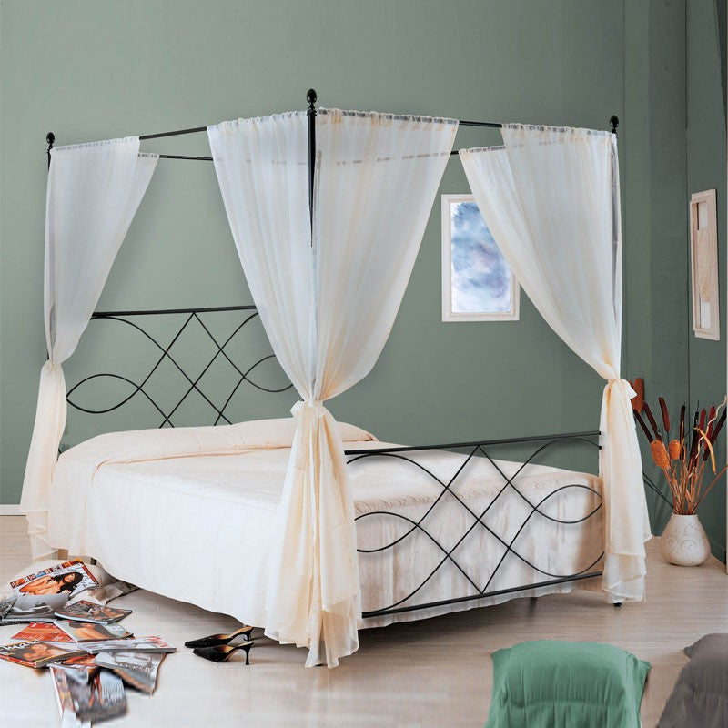 SOSPIRO lit double en fer à baldaquin Noir 166x208x h210cm