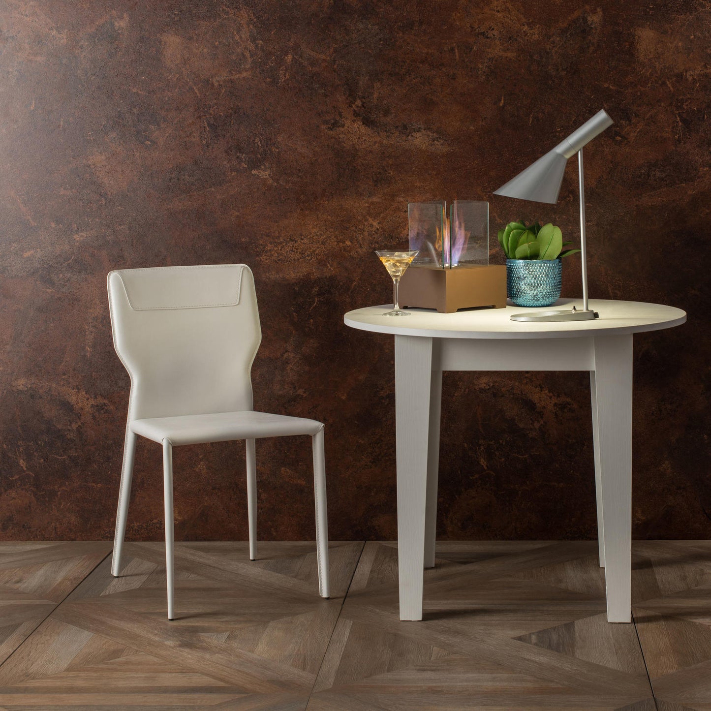 2x Chaise en simili cuir blanc